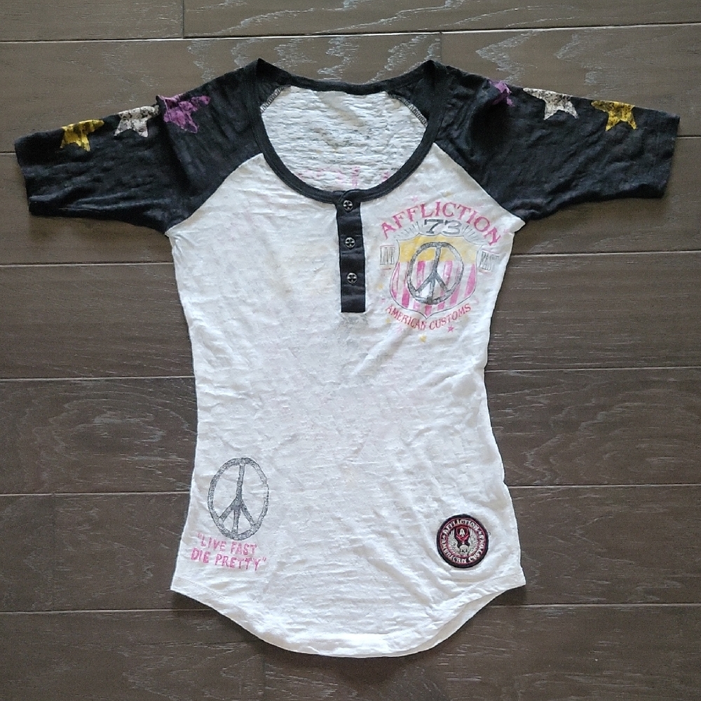 Vintage Affliction Black and White Short Sleeve Tee